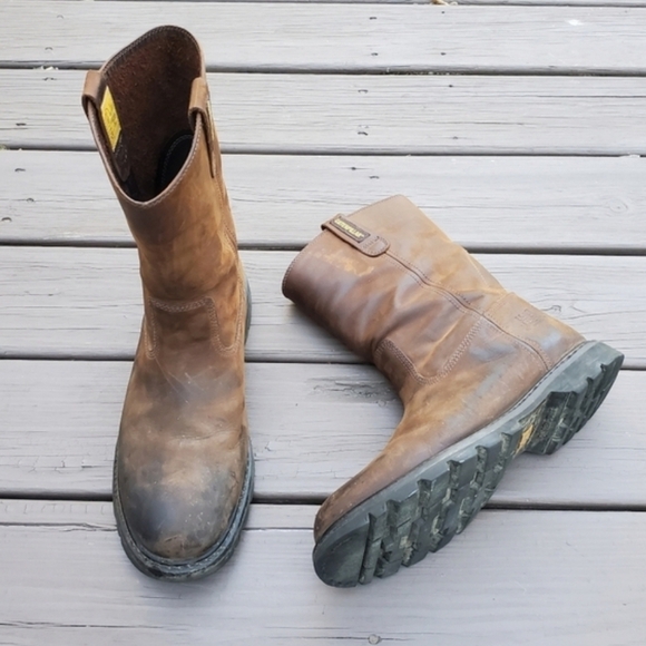CAT Caterpillar Revolver Brown Oiled Leather Distressed Work Boots 13 WIDE - Picture 9 of 9